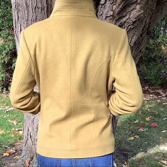 Olive green wool blend Fall coat - Picture 5 of 8